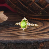 Antique Pear-Cut Natural Peridot Engagement Ring